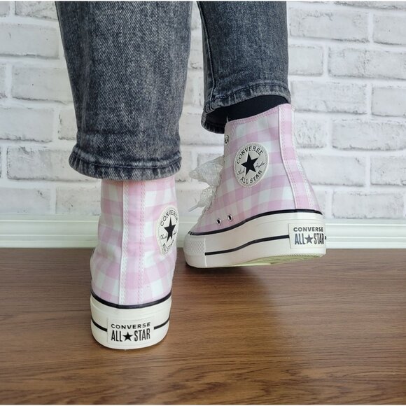 ⭐Converse Chuck Taylor Lift Platform Gingham 8 Women Shoes Sneaker Pink A13663C⭐ - Picture 7 of 13